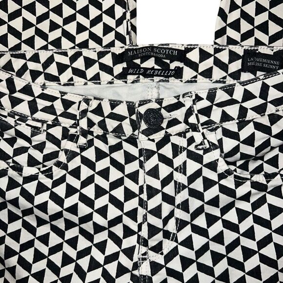 Maison Scotch 'La Bohemienne' Geometric Printed Jeans Mid Rise Skinny Size 26/32 - Picture 3 of 6